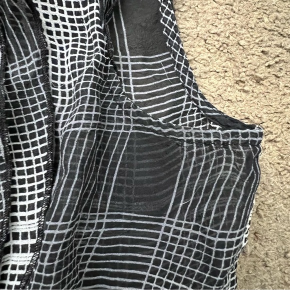 Bcbg maxazria pure silk collared blouse top black white gray monochrome - Picture 8 of 14